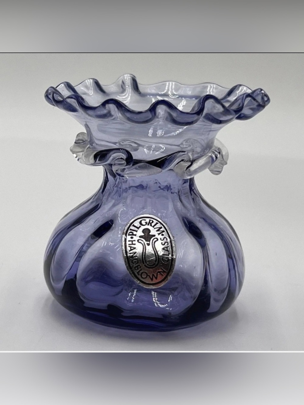 Pilgrim Lavender Handblown Ruffled Mini Vase